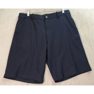 Crivit Shorts Men Size 34 Navy Polyester Slash Pockets Flat Front Logo Dark Wass